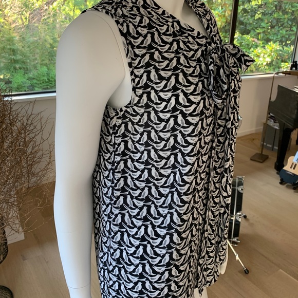 J.Crew Black and White Sleeveless Birdie Top - Picture 4 of 6
